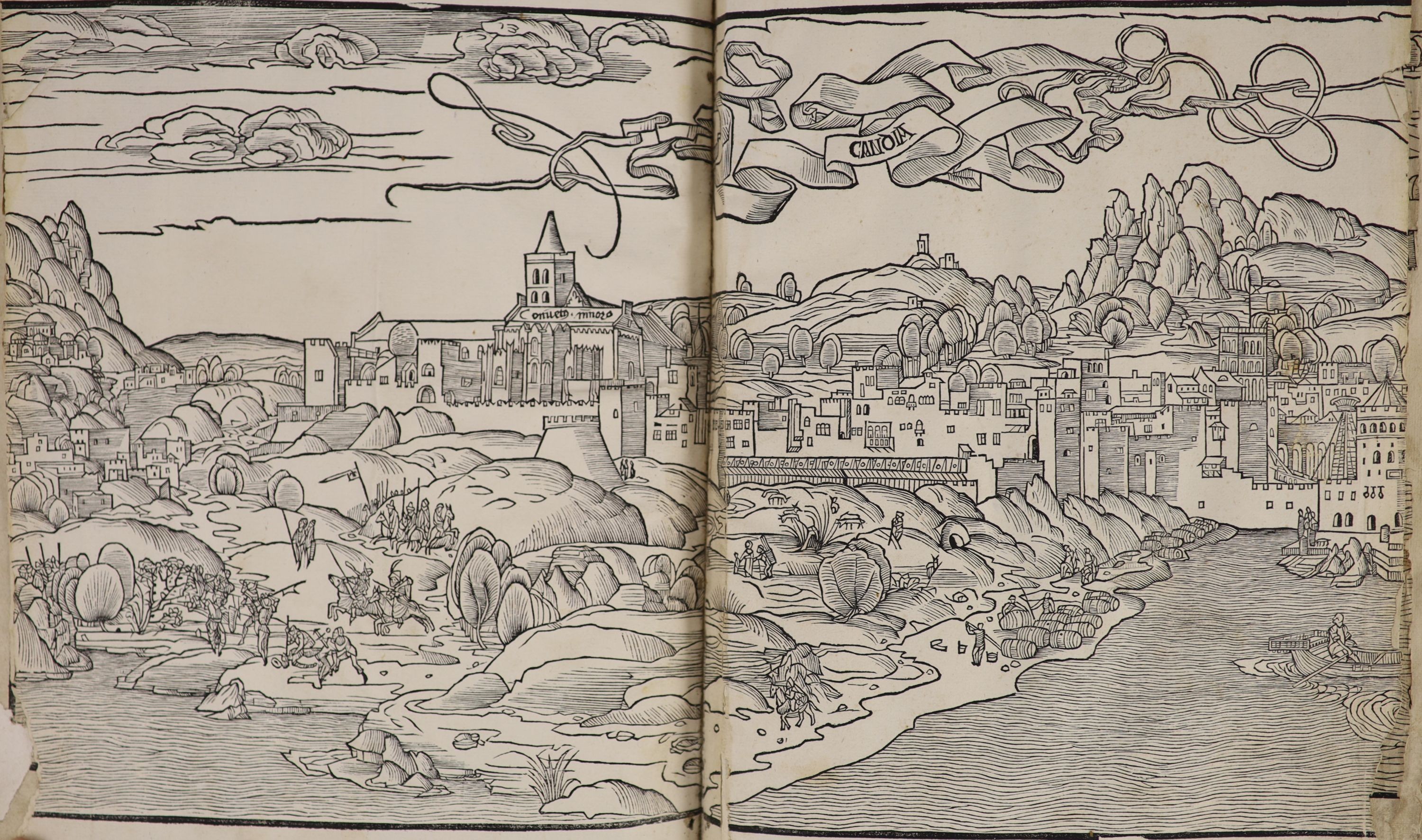 Breydenbach, Bernard von - Peregrinationes in Terram Sanctam. Speyer: Peter Drach 24th November 1502, Chancery folio, 55 lines (variable), initial spaces, 10 leaves of woodcut views of cities, 13 woodcuts of Near Eastern